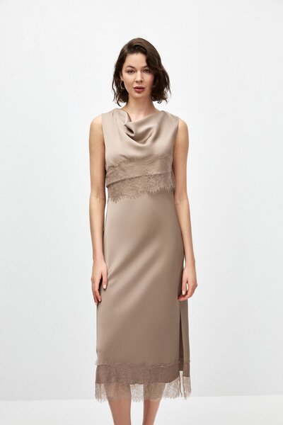 shnwomen Dantelli Saten Elbise