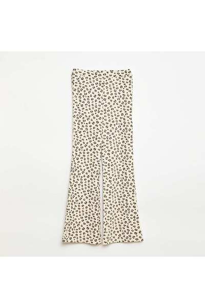 KIABI Ribbed Leggings with Pattern BEIGE