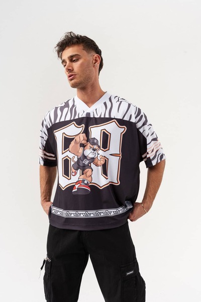 go gang own Αλφά Μπουλντόγκ Τζέρσεϊ Μπλουζάκι με λαιμόκοψη V, Oversize