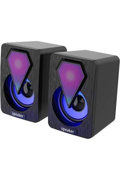 Tastech Mini Bilgisayar Hoparlörü Rgb Led Işıklı Gaming Oyuncu 3.5mm Jack Usb...