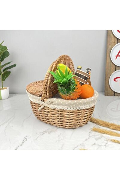 sallat almawasim Oval Straw Basket Beige