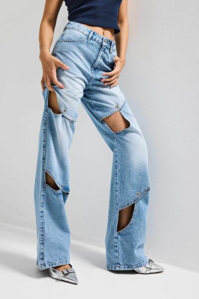 it's basic Γυναικείο Μπλε 4s6-27 Loose Fit 100% Βαμβακερό Τζιν Ειδικής Σχεδίασης