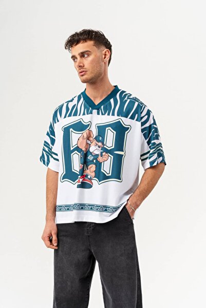 go gang own Αλφά Μπουλντόγκ Τζέρσεϊ Μπλουζάκι με λαιμόκοψη V, Oversize