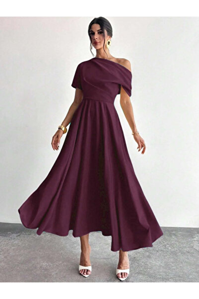 Wear Up Γυναικείο φόρεμα Janjan από κρεπ με κοντό μανίκι και πιέτες στον ώμο