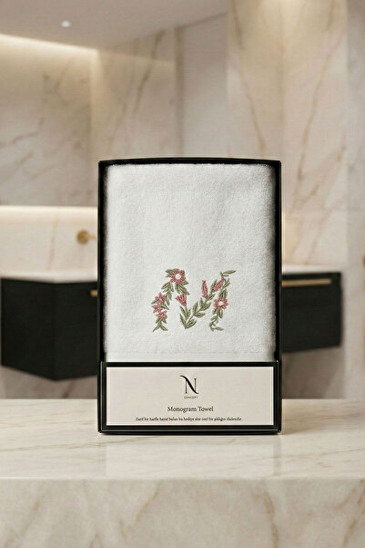 N Concept Πετσέτα προσώπου από μπαμπού με κεντημένο μονόγραμμα (50 x 90 εκ.)