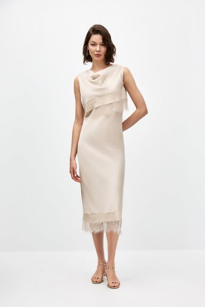shnwomen Dantelli Saten Elbise