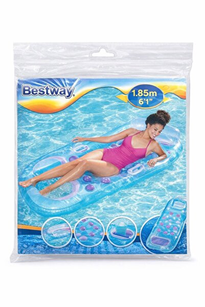 BESTWAY Bestway φουσκωτό στρώμα, 1,85 μ., με ποτηροθήκη και λαβές, μπλε