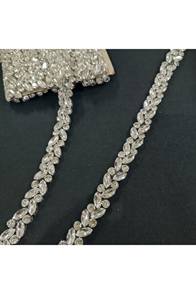 Leylak Store Kristal Taşlı Ütüyle Yapışan Aplik Şerit Abiye 50cm