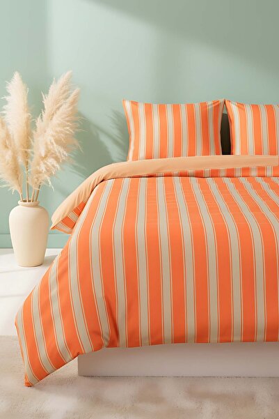 Rivaİstanbul Elora Turuncu Σετ Βαμβακερό Παπλωματοθήκη Διπλό Βαμβακερό