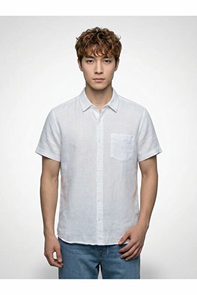 Loft Men's White Lf 2042321 Light Blue m Shs Shirt Lf2042321-Wht