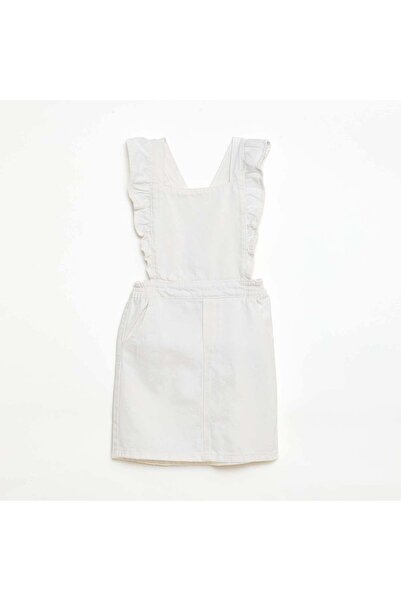 KIABI أفرول جينز مزين بكشكشة باللون الأبيض