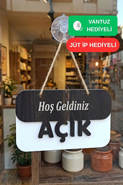 Kutaydan 3 Katlı Modern Açık/Kapalı Tabelası - Rebap Ahşap