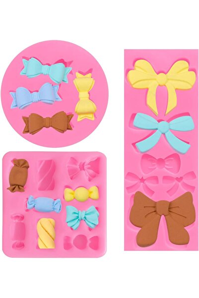 Arabest 3-Piece Bow Fondant Molds,Silicone Candy Chocolate Cake Decorating Mo...
