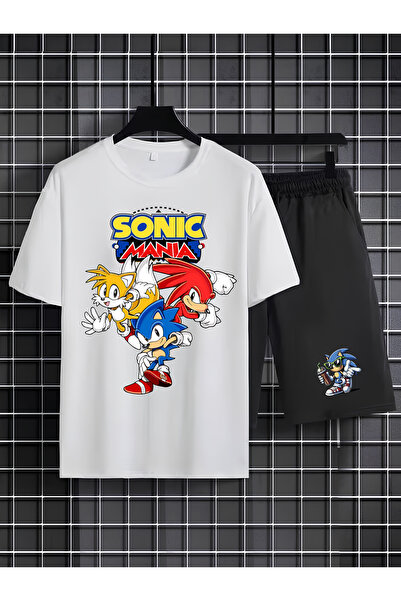 MAGORS SONIC THE HEDGEHOG BASKILI %100 PAMUKLU BİSİKLET YAKA ÇOCUK TSHIRT-ŞOR...