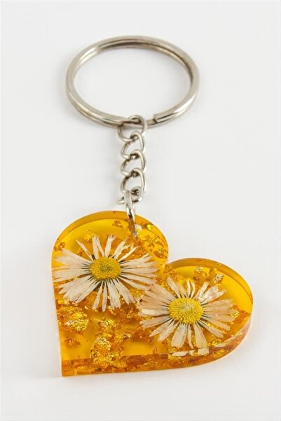 Generic Brand Breloc epoxidic Daisy Heart - Galben