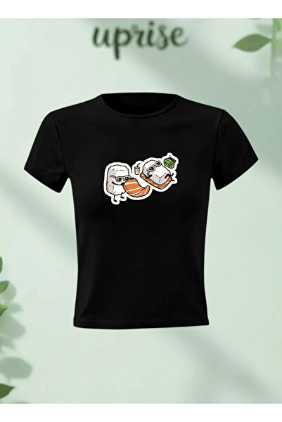 Vordevia Μπλουζάκι Crop T-shirt από βαμβακερό Lycra με στάμπα Sushi Roll