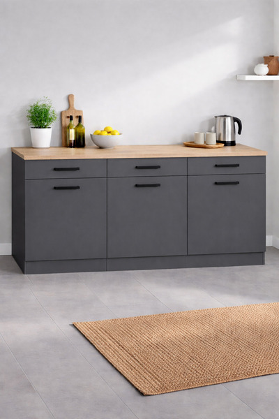 Tdesigno Diva 3 Çekmeceli-3 Kapaklı Mutfak Alt Modül-Çok Amaçlı Dolap-Kiler D...
