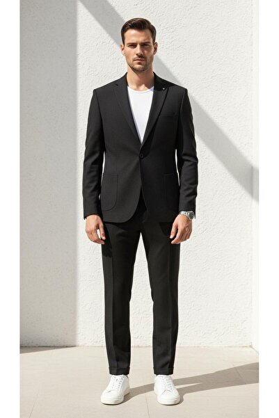 Plus Scorpion Ανδρικό κοστούμι με σχέδιο Gofre, παντελόνι με κορδόνια, διπλό ...