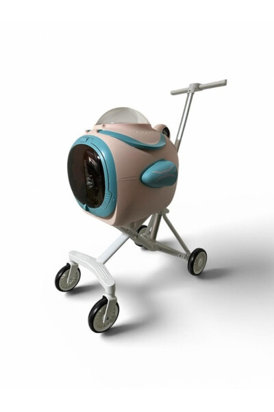 EWOX Astronot Model Fanlı Evcil Hayvan Taşıma Arabası P50-P Pembe Turkuaz