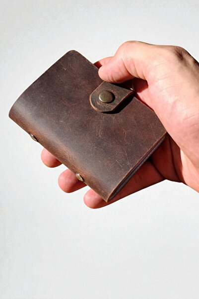 MAT Deri Transparent Card Holder 20 Compartments Genuine Leather Small Card H...