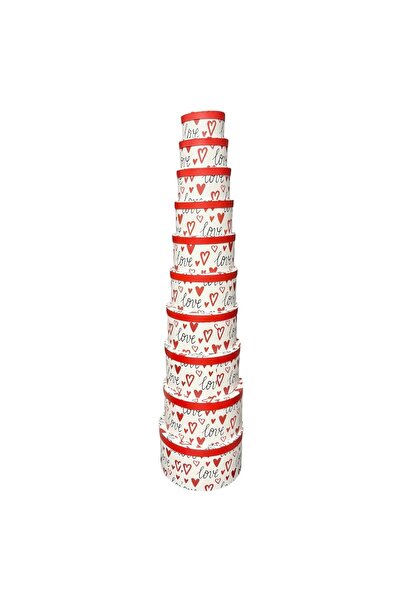 AFO Σετ 10 Στρογγυλών Κουτιών Καρδιές και Αγάπη Μαύρο