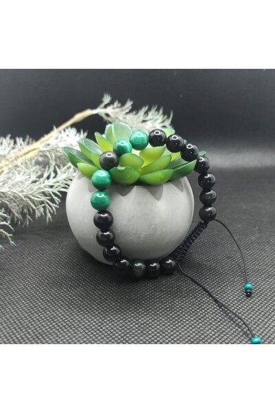 Ezera Ανδρικό βραχιόλι από κορδόνι, Ζίβα, κατασκευασμένο από ημιπολύτιμες πέτ...