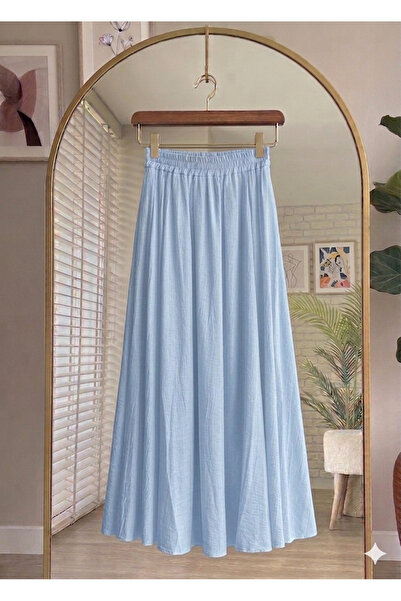 Bahar Altundemir High Waist Elastic Waist Strawberry Fabric Long Summer Skirt...