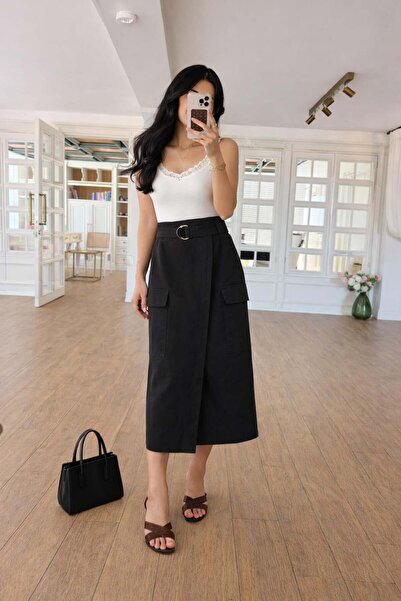 Lijuri Φούστα από γκαμπαρντίνα με ζώνη και σκίσιμο μπροστά 4092