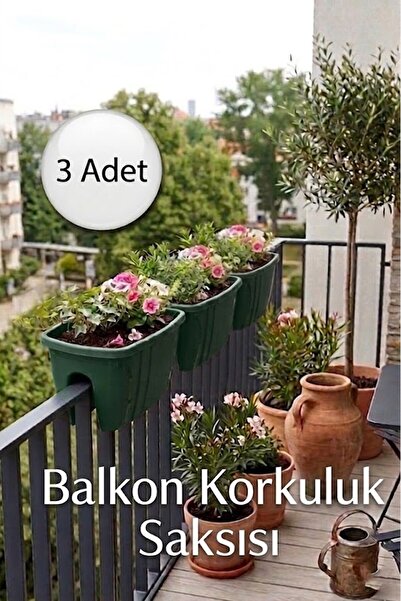 EFFE HOME Dekoratif Balkon Korkuluk Saksısı 3'lü Takım