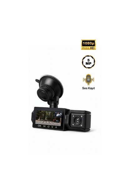 Midcom CC-41 3 Lens 3.16" IPS Ekran 5.0 MP / 30 FPS 170° Geniş Açılı Lens Araç Kamerası 64GB Hafıza Kartı Hediyeli