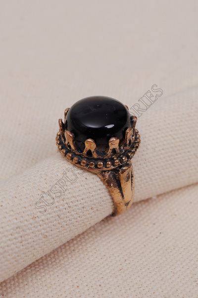 Süspüs Accessories Onix Stone Large Crown Model Ring