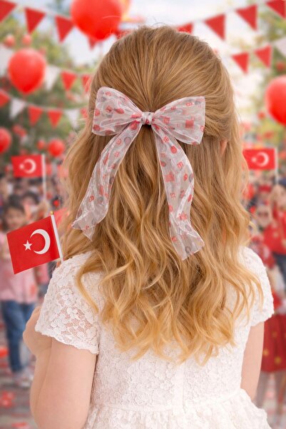 Tokacınız مشبك أوتوماتيكي على شكل فيونكة من الأورجانزا بتصميم مدرسي