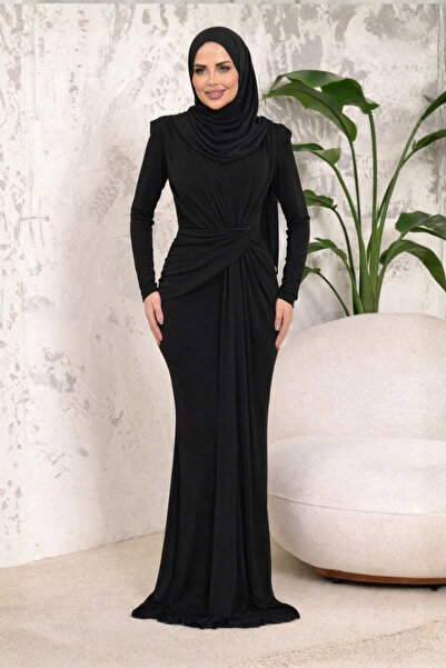 Tesettür Diyarı Elona Bağlamalı Balık Model Βραδινό Φόρεμα με Κάλυψη Κορμού -...