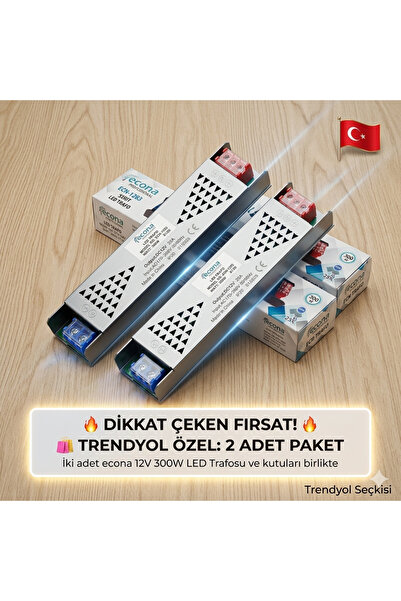ECONA 12V 300W -25A Ultra Slim Led Trafosu (2 adet Fiyatıdır)