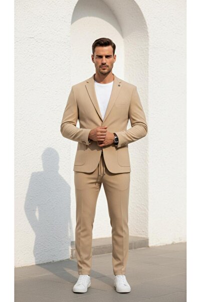 Plus Scorpion Men's Seersucker Patterned Suit Lace-Up Trousers Double Leg Sin...