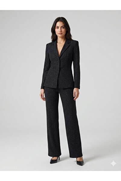 centilmen De Whi̇te's Glittery Fabric Wide Leg Trousers 22610