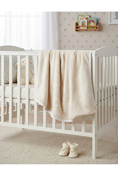 MiniKids Κουβέρτα μίνκι με κρεμ σχέδιο