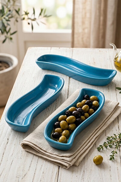 Keramika Blue Ivory Olive Bowl 18 cm 3 Pieces
