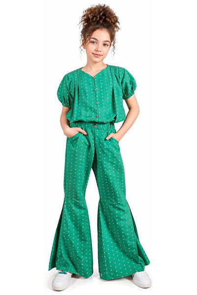 İrem Çocuk Giyim Girl's Polka Dot Short-Sleeved Blouse Wide-Legged Patterned ...