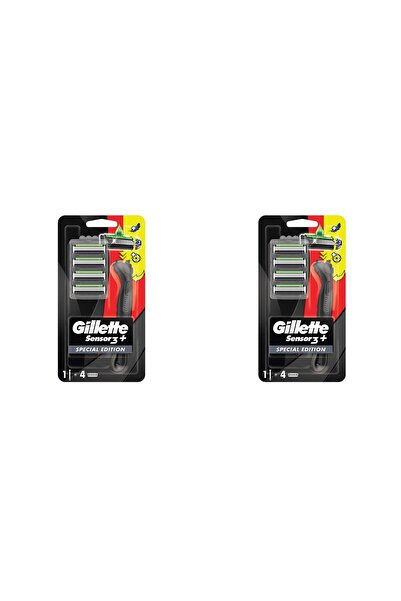 Gillette Sensor 3 Plus Black Makine + 4 Yedek Başlık - 2 Adet