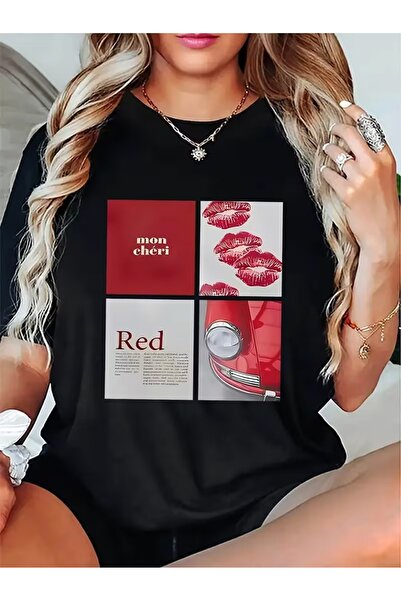 PAVRO Μπλουζάκι Unisex Ποιοτικό ύφασμα κόκκινο αυτοκίνητο με στάμπα Άνετο μπλ...