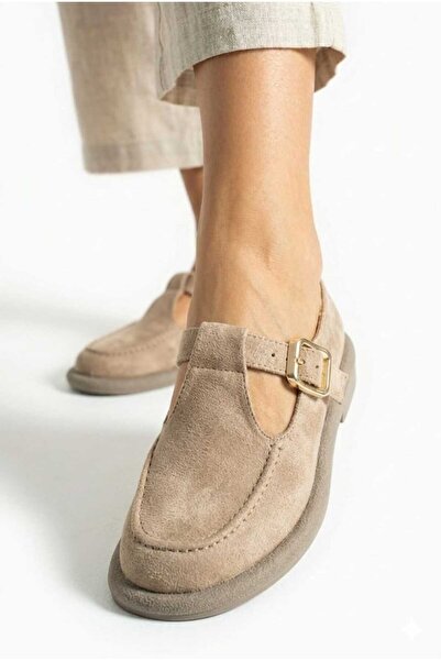 HİGHRUN Γυναικεία Suede T-Strap Παπούτσια Μοκασίνι