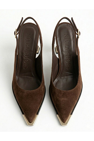 ELEVAM Πέτρινα Λεπτομερή Παπούτσια Βραδινής Ένδυσης με Τακούνι Γυναικεία Καφέ...