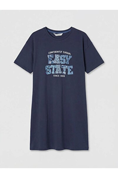 LC Waikiki Γυναικείο νυχτικό με λαιμόκοψη με τύπωμα (S6)