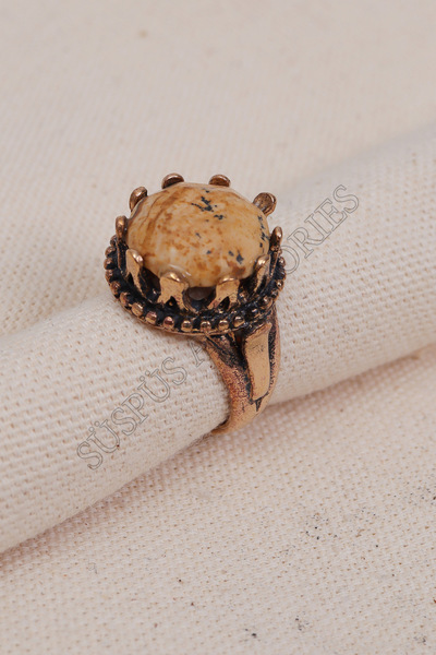 Süspüs Accessories Jasper Stone Large Crown Model Ring