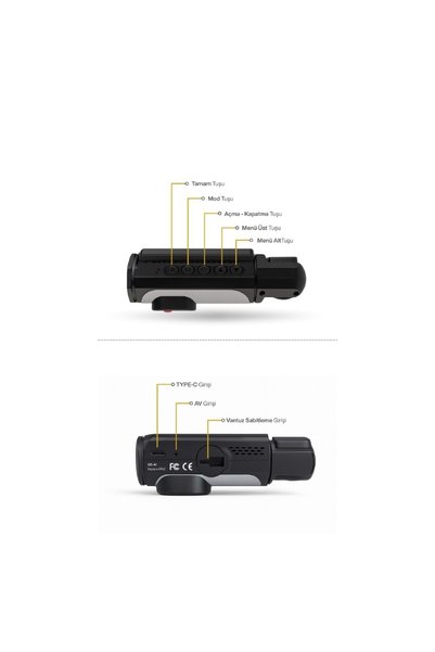 Midcom CC-41 3 Lens 3.16" IPS Ekran 5.0 MP / 30 FPS 170° Geniş Açılı Lens Araç Kamerası 64GB Hafıza Kartı Hediyeli