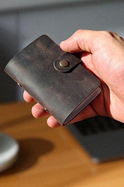 MAT Deri Transparent Card Holder 20 Compartments Genuine Leather Small Card H...