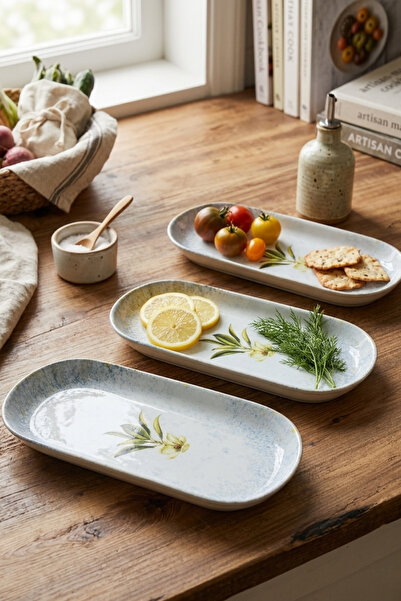 Keramika Magnolia Noyan Kayık Salad Plate 26cm 3 Pieces