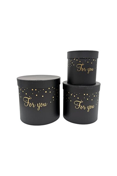 AFO Σετ 3 κυλινδρικών κουτιών με σχέδιο χρυσών πιτσιλιών For You Μαύρο