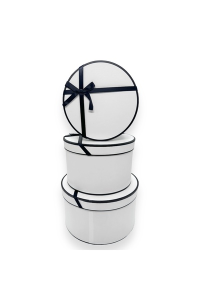 AFO Set of 3 white round ones with black bow